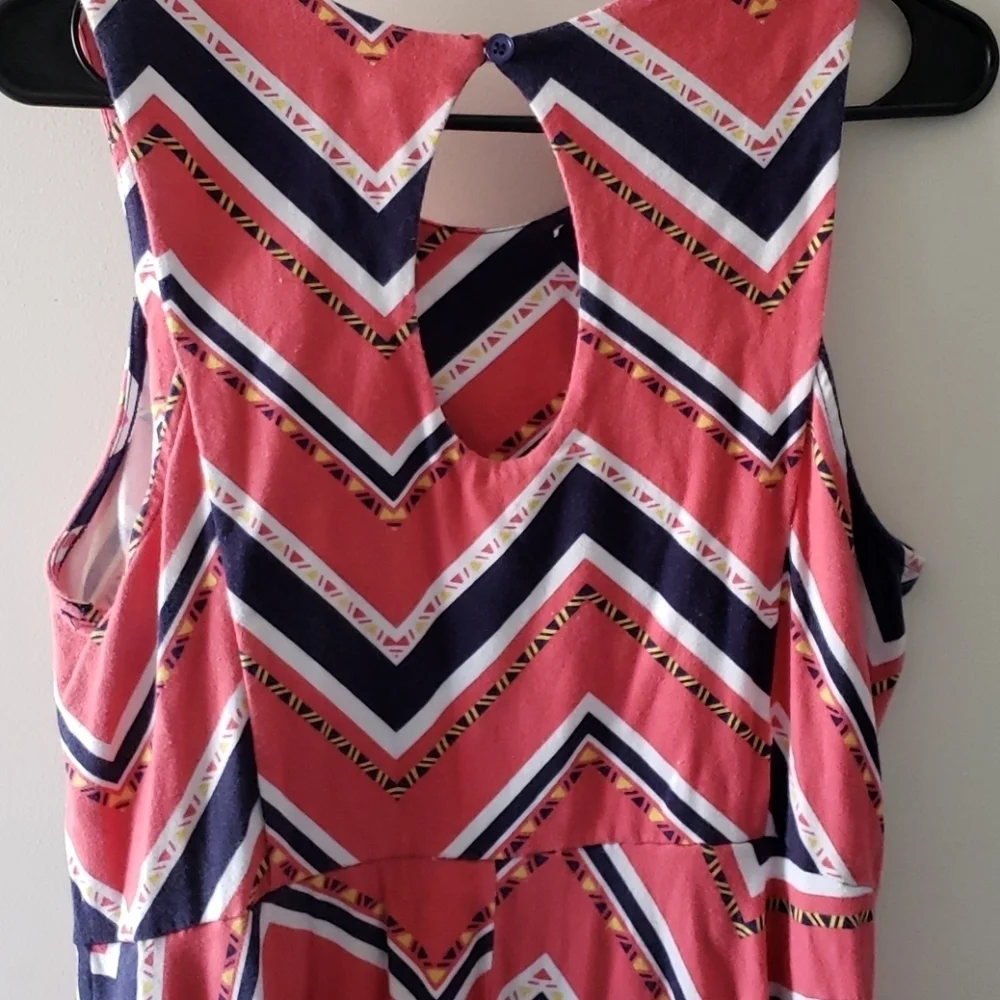 Xhilaration Fit & Flair Sleeveless Dress in a Chevron Print on Pink Size XXL